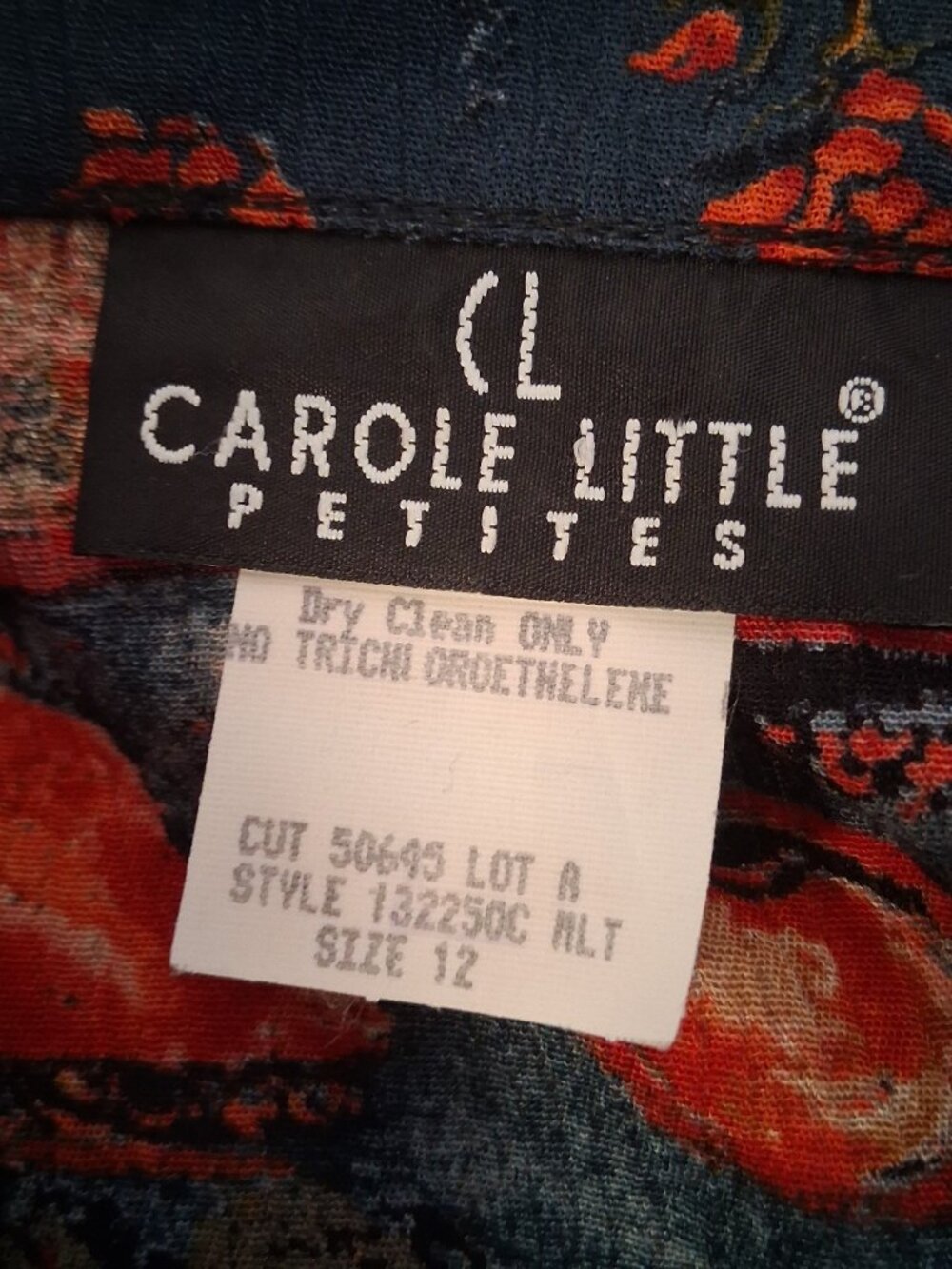 Vintage 1990s Carole Little Petites Blouse 12 P Boho Crinkle Rayon Jingle Artsy - Picture 3 of 16